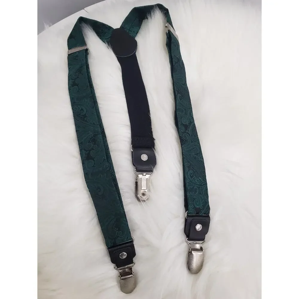 Boys Paisley Adjustable Clip Suspenders‎ Green Dress Up Christmas St Patrick